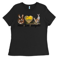 Black Peace Love Kangaroo Ladies Tee - LillyAllenDesigns
