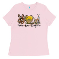 Bubblegum Pink Peace Love Kangaroo Ladies Tee - LillyAllenDesigns