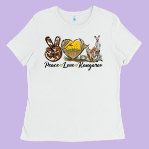 Peace Love Kangaroo Ladies Tee Designed By Lillyallendesigns