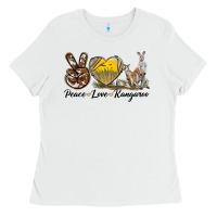 White Peace Love Kangaroo Ladies Tee - LillyAllenDesigns