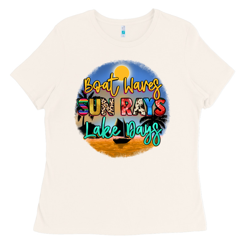 Boat Waves Sun Rays Lake Days Ladies Tee by NancyCooperArtShop | Teevron