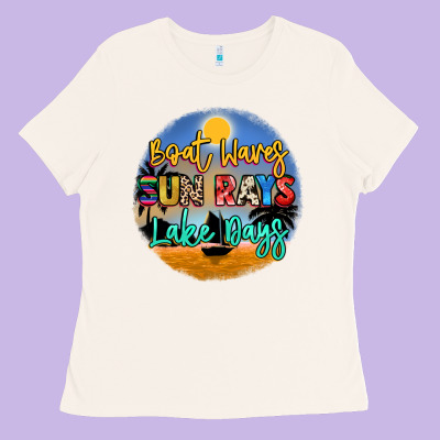 Boat Waves Sun Rays Lake Days Ladies Tee Designed By Nancycooperartshop