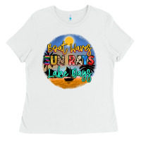 White boat waves sun rays lake days Ladies Tee - NancyCooperArtShop