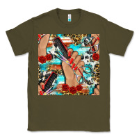 Army Green hairdresser hand scissors and roses with serape leopard and cowhide se Classic Tee - BundleAndBundleShop