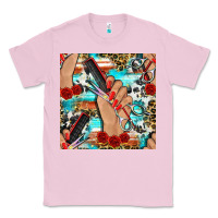 Bubblegum Pink hairdresser hand scissors and roses with serape leopard and cowhide se Classic Tee - BundleAndBundleShop