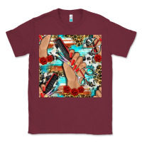 Burgundy hairdresser hand scissors and roses with serape leopard and cowhide se Classic Tee - BundleAndBundleShop