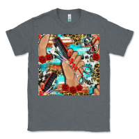 Charcoal Heather hairdresser hand scissors and roses with serape leopard and cowhide se Classic Tee - BundleAndBundleShop