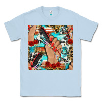 Dusty Blue hairdresser hand scissors and roses with serape leopard and cowhide se Classic Tee - BundleAndBundleShop