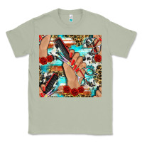 Matcha hairdresser hand scissors and roses with serape leopard and cowhide se Classic Tee - BundleAndBundleShop