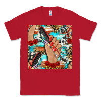 Red hairdresser hand scissors and roses with serape leopard and cowhide se Classic Tee - BundleAndBundleShop