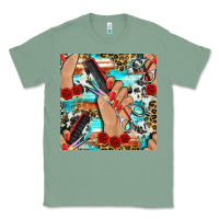 Sage hairdresser hand scissors and roses with serape leopard and cowhide se Classic Tee - BundleAndBundleShop