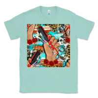 Seafoam hairdresser hand scissors and roses with serape leopard and cowhide se Classic Tee - BundleAndBundleShop