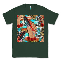 Sports Green hairdresser hand scissors and roses with serape leopard and cowhide se Classic Tee - BundleAndBundleShop