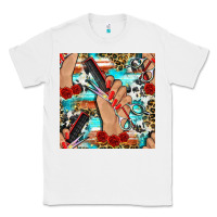White hairdresser hand scissors and roses with serape leopard and cowhide se Classic Tee - BundleAndBundleShop