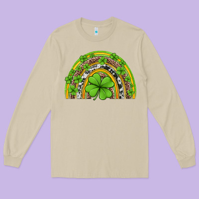 Western St Patricks Rainbow Long Sleeve Tee Designed By Jasminsmagicworld