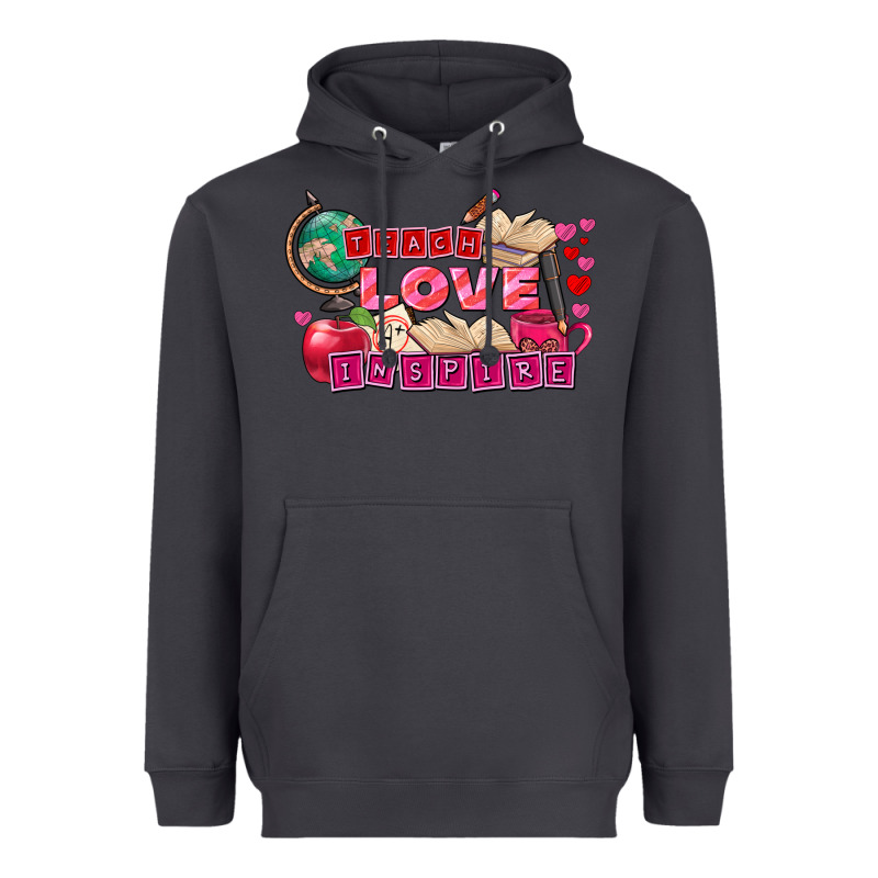 Valentine's Day Teach Love Inspire Heavyweight Hoodie by FaDigitalArtStudio | Teevron