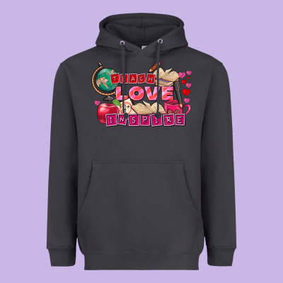 Valentine's Day Teach Love Inspire Heavyweight Hoodie Designed By Fadigitalartstudio