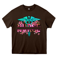 Chocolate Brown floral nurse preview Heavy Core Tee - AdoDesignShop