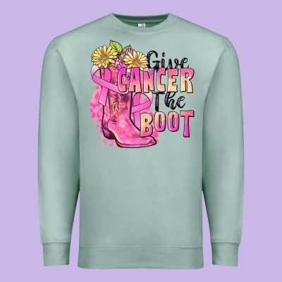 Give Cancer The Boot Premium Sweatshirt Designed By Fadigitalartstudio