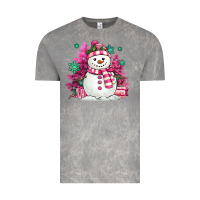 Cloud Rock pink christmas snowman Vintage Tee - MaliasSmallBusiness