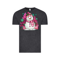 Vintage Black pink christmas snowman Vintage Tee - MaliasSmallBusiness