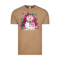 Vintage Coffee pink christmas snowman Vintage Tee - MaliasSmallBusiness