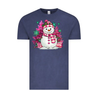 Vintage Denim pink christmas snowman Vintage Tee - MaliasSmallBusiness