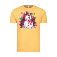 Vintage Mustard pink christmas snowman Vintage Tee - MaliasSmallBusiness