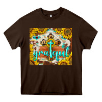 Chocolate Brown grateful cross Heavy Core Tee - BarkalooDesign