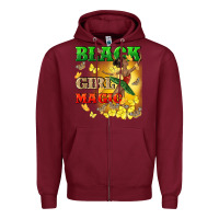 Burgundy black girl magic Zipper Hoodie - CowGirlArtShop