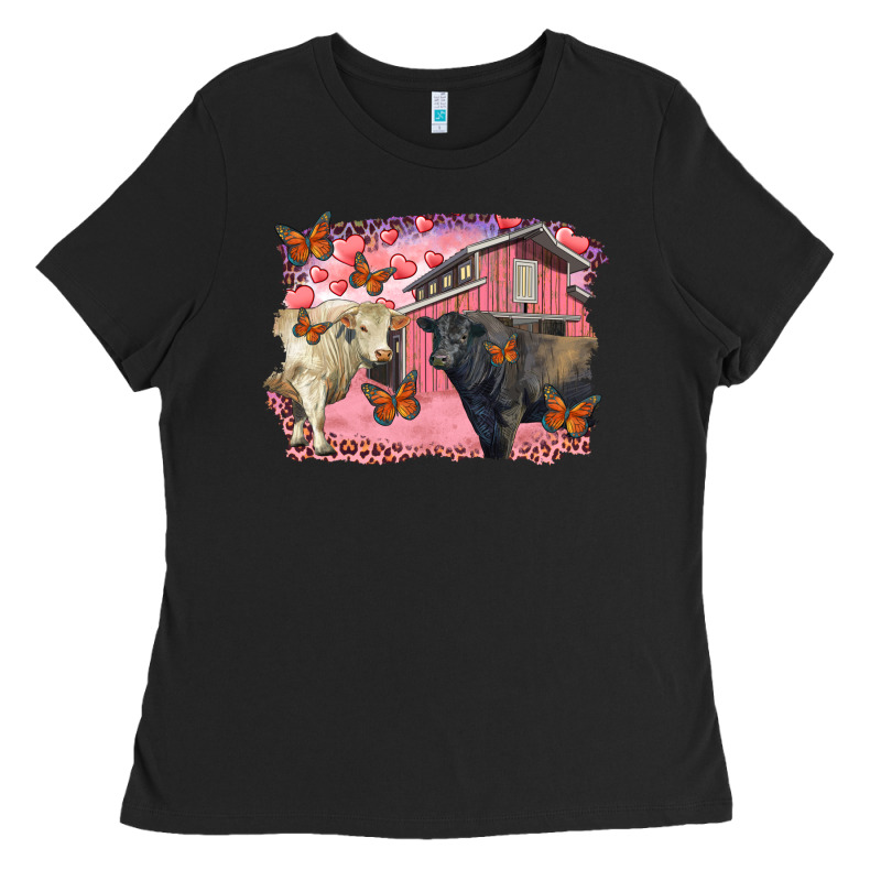 Valentine's Day Barn And Black Angus With Charolais Ladies Tee by RanaPortraitStore | Teevron