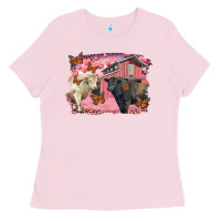 Bubblegum Pink Valentine's day barn and black angus with charolais Ladies Tee - RanaPortraitStore