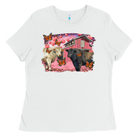 White Valentine's day barn and black angus with charolais Ladies Tee - RanaPortraitStore