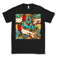 Black hand and nail polish with turquoise gemstone and leopard seamless patt Classic Tee - BundleAndBundleShop