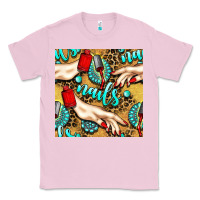 Bubblegum Pink hand and nail polish with turquoise gemstone and leopard seamless patt Classic Tee - BundleAndBundleShop