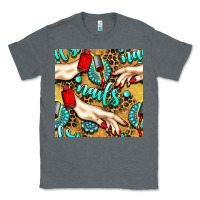 Charcoal Heather hand and nail polish with turquoise gemstone and leopard seamless patt Classic Tee - BundleAndBundleShop