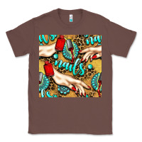 Chestnut hand and nail polish with turquoise gemstone and leopard seamless patt Classic Tee - BundleAndBundleShop
