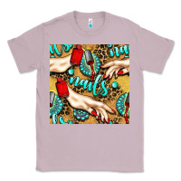Lilac hand and nail polish with turquoise gemstone and leopard seamless patt Classic Tee - BundleAndBundleShop