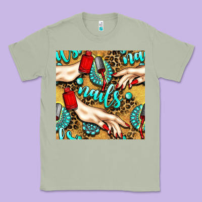Hand And Nail Polish With Turquoise Gemstone And Leopard Seamless Patt Classic Tee Designed By Bundleandbundleshop