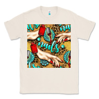Natural hand and nail polish with turquoise gemstone and leopard seamless patt Classic Tee - BundleAndBundleShop