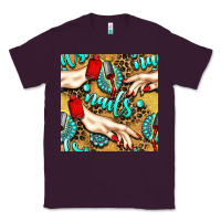 Plum hand and nail polish with turquoise gemstone and leopard seamless patt Classic Tee - BundleAndBundleShop