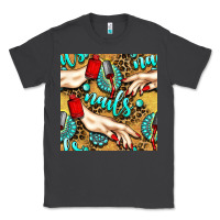 Smoke hand and nail polish with turquoise gemstone and leopard seamless patt Classic Tee - BundleAndBundleShop
