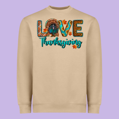 Love Thanksgiving Turkey Heavyweight Sweatshirt Designed By Ranaportraitstore