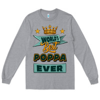 Heather Grey world's best poppa ever Long Sleeve Tee - Jasminsmagicworld