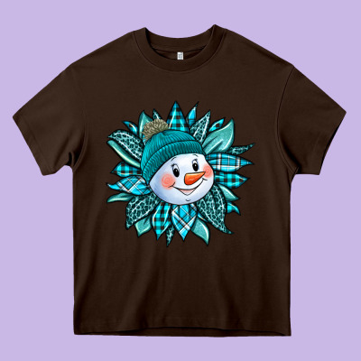 Cute Snowman Winter Sunflower Heavy Core Tee Designed By Jasminsmagicworld