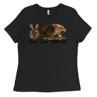 Black Peace Love Wild Cat Head Ladies Tee - LillyAllenDesigns