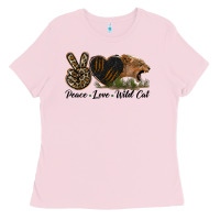 Bubblegum Pink Peace Love Wild Cat Head Ladies Tee - LillyAllenDesigns