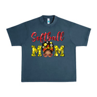 Midnight Navy Softball Mom And Afro Messy Bun Mom Urban Heavy Tee - BundleAndBundleShop