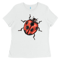 White ladybug Ladies Tee - BarkalooDesign
