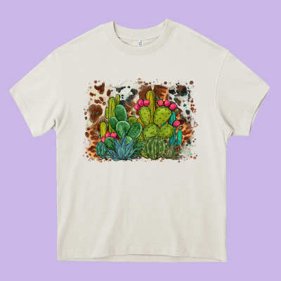 Watercolor Cactus Western Background Heavy Core Tee Designed By Barkaloodesign